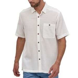 Patagonia men's short-sleeve white organic cotton button-up shirt Size XL